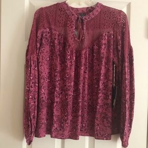 NWT Cherokee Lace Peasant Tassel Blouse